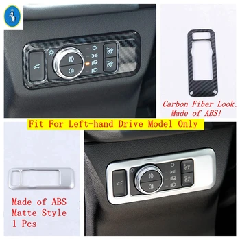 

Yimaautotrims Front Head Lights Lamps Switch Button Cover Trim Frame For Ford Escape / Kuga 2020 Matte / Carbon Fiber Decoration