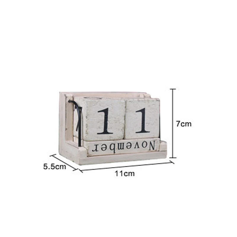 Vintage Woode Desk Calendar DIY Wood Block Art Crafts Perpetual Table Ornaments Bedroom Office Home Decoration Christmas Gift