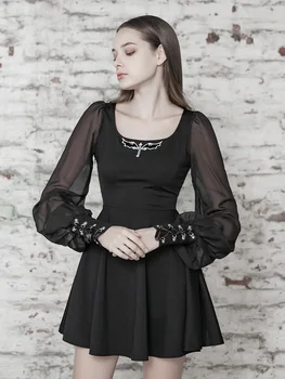 

PUNKRAVE Dark Spring Victorian Victorian Skirt French Short Sleeve Court Wind Chiffon Dress
