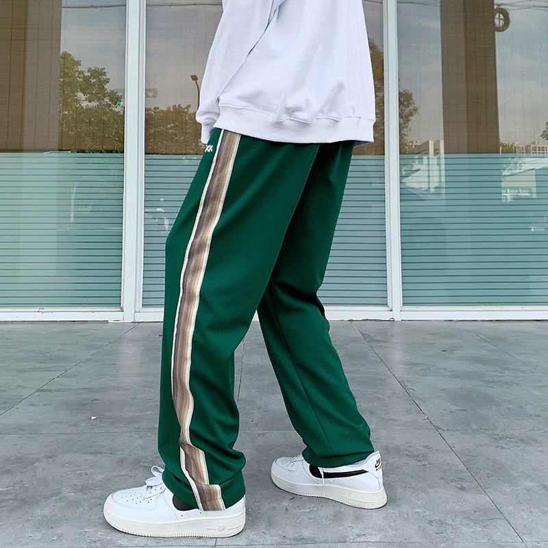 Spring/summer Men's High Street Fashion Casual tracksuit Men's Basic Side stripe wide leg breathable tracksuit Tracksuit wide leg pants wide leg sweatpants