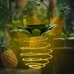 Solar Pineapple Light Iron Lantern Led Copper Wire String Lights Outdoor Waterproof Garden Decoration Hanging Lights