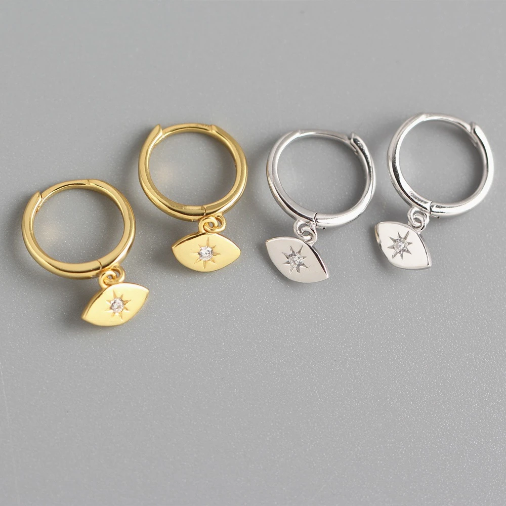 Kikichicc 925 Sterling Silver 8mm Huggies Circle Drop Earring Simple Loops Star Evil Eye Dangle Charm Circle Multi Type Earring