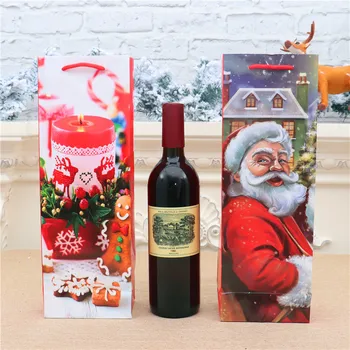 

2020 1pc Christmas Red Wine Bottle Covers Bag Linen Holiday Santa Claus Champagne Bottle Cover Christmas Decorations For Home