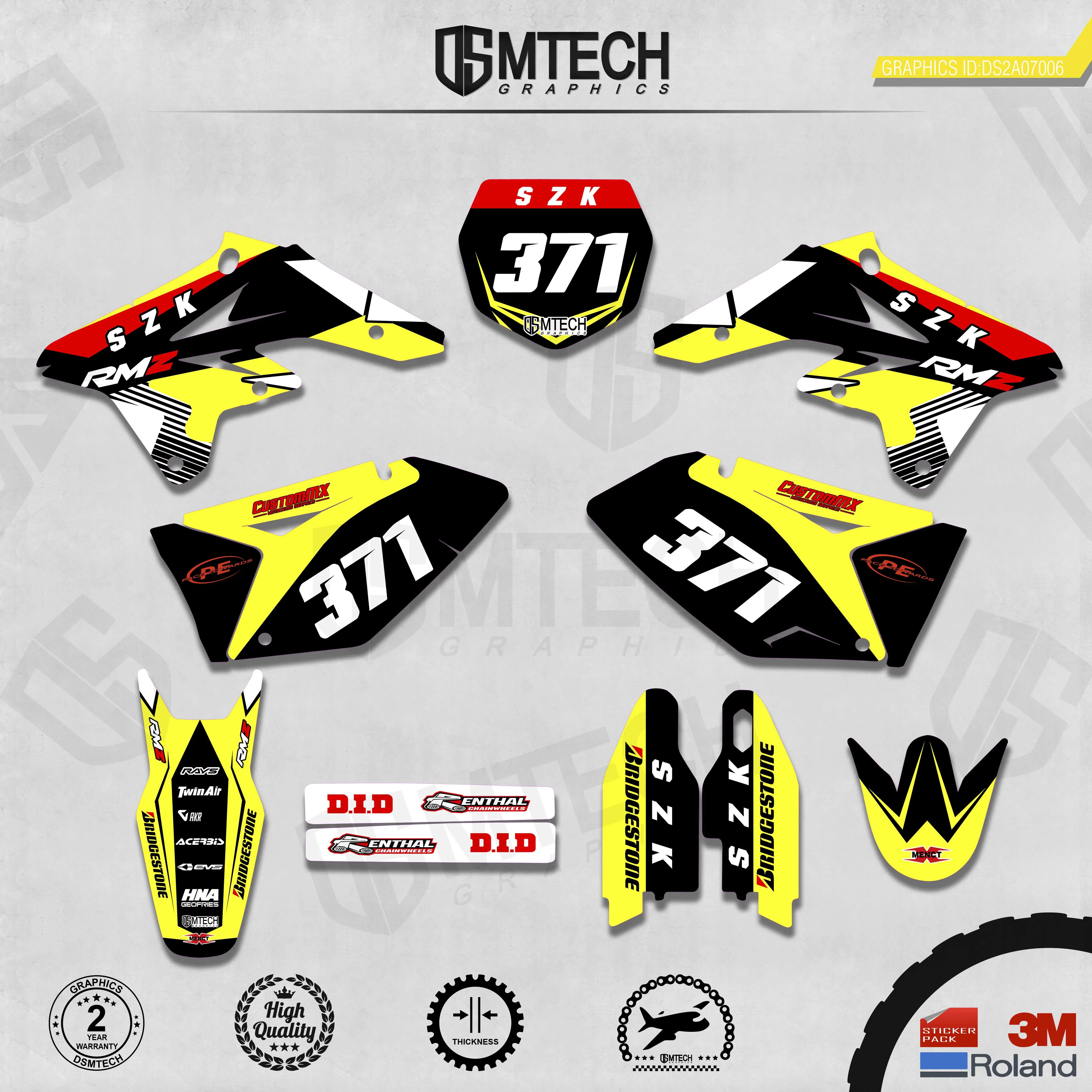 DSMTECH Customized  Team Graphics Backgrounds Decals 3M Custom Stickers For SUZUKI 2007-2009 RMZ250  006