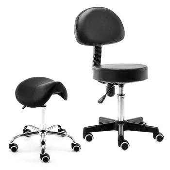 

Rolling Massage Chair Saddle Stool Leather Upholstery Portable Pedicure Salan Spa Tattoo Facial Beauty Massage Swivel Chair
