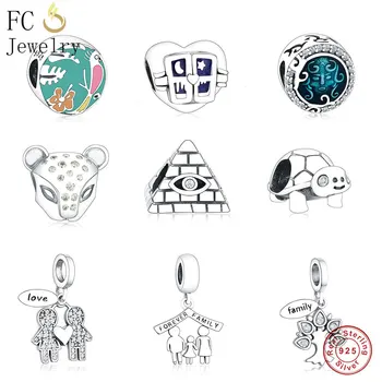 

FC Jewelry Fits Original Brand Charm Bracelet 925 Silver Enamel Sea Mickey Cross Ring Coffee Cup Beads for Making DIY Berloque
