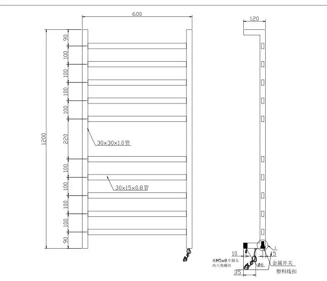

Stainless steel 304 Heated towel rail