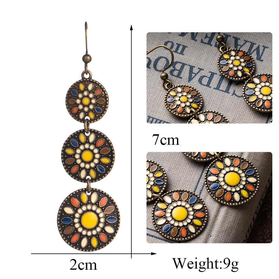 Разноцветные винтажные этнические серьги капли в стиле бохо для женщин модные 2020