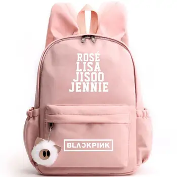 

Kpop Korean Blackpink Lisa Women Cute Backpack Bunny Ears Small Backpack Pink Bookbag Pig Plush Travel Bagpack Nylon School Bags