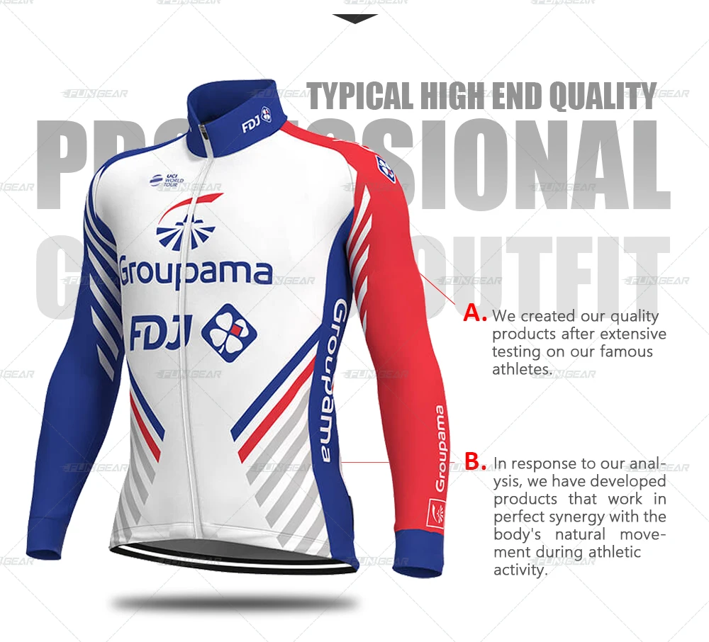 FDJ Pro Team рубашка с длинным рукавом мужская куртка термо флисовый Топ Одежда для велоспорта зимняя теплая одежда Джерси для велоспорта