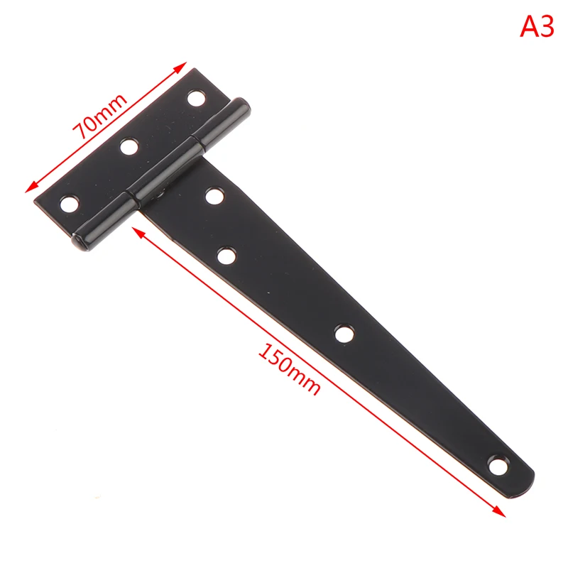 1PCS Iron Tee Hinge Black T Hinges Cabinet Hinge Garden Shed 2-12inch Wooden Door Gate For Light Gates Doors Furniture Hardware