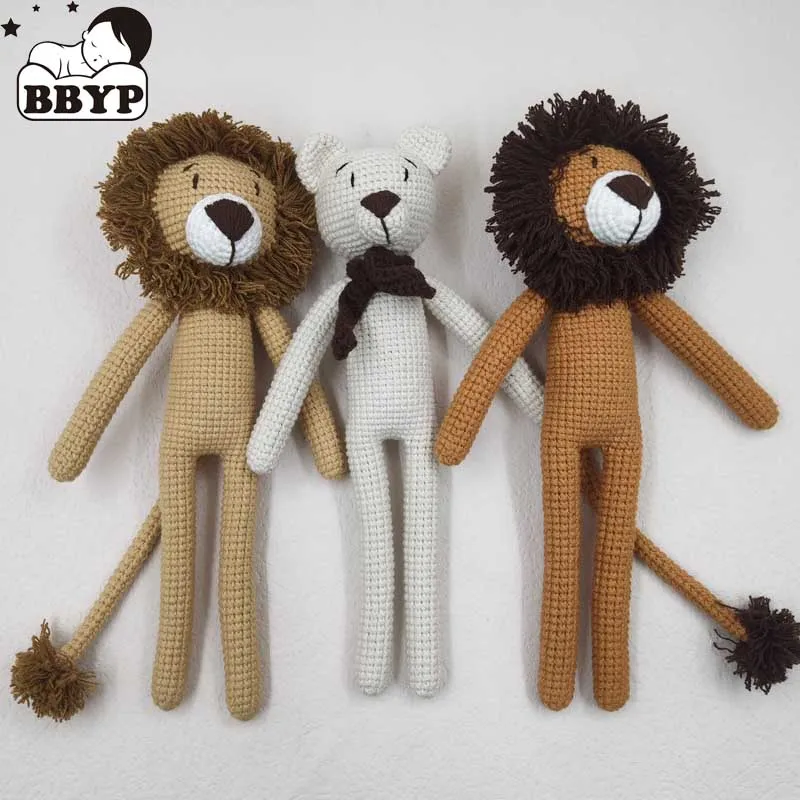 Handmade Bear Lion Crochet Wool Doll Animal Stuffed Plush Toy Baby Soothing Sleeping Gifts for Kids Birthday | Игрушки и хобби