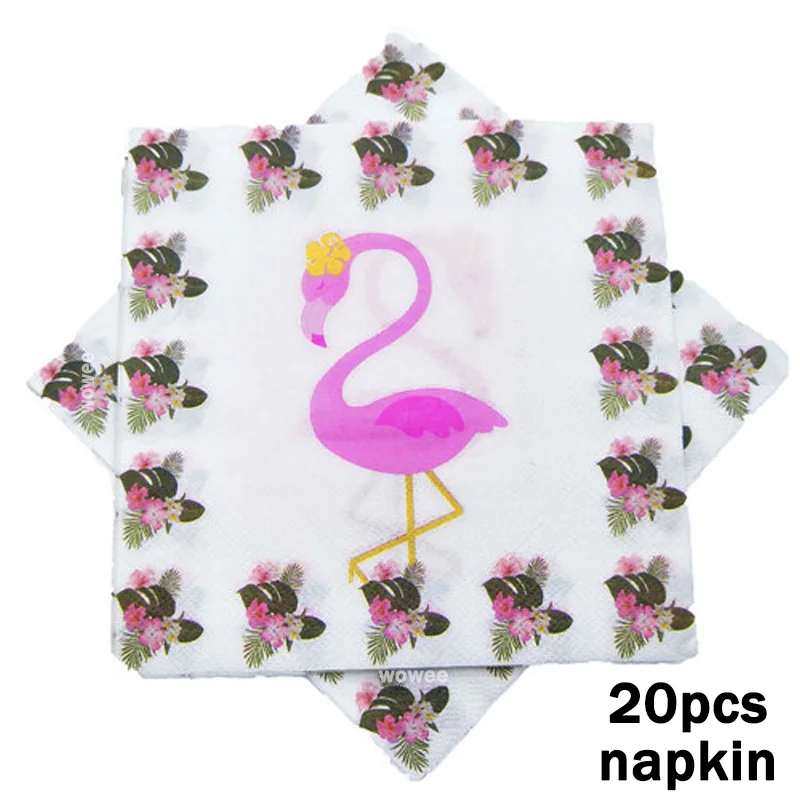 20pc Napkin 6 шт./компл. бумага с Фламинго шляпа Happy День рождения украшения милый ребенок мультфильм шаблон Шапки мероприятие по случаю Дня рождения детский праздничный костюм поставки - Цвет: 20pc Napkin