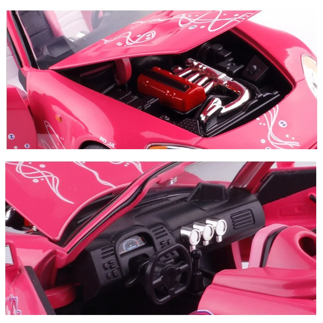 Modelo de Carro Esportivo em Miniatura Modelo de Metal Brinquedo de Presente Modelo de Liga Automotiva para Crianças Rosa Diagces 1:24 5 rosa, modelo de metal diagces, brinquedo de