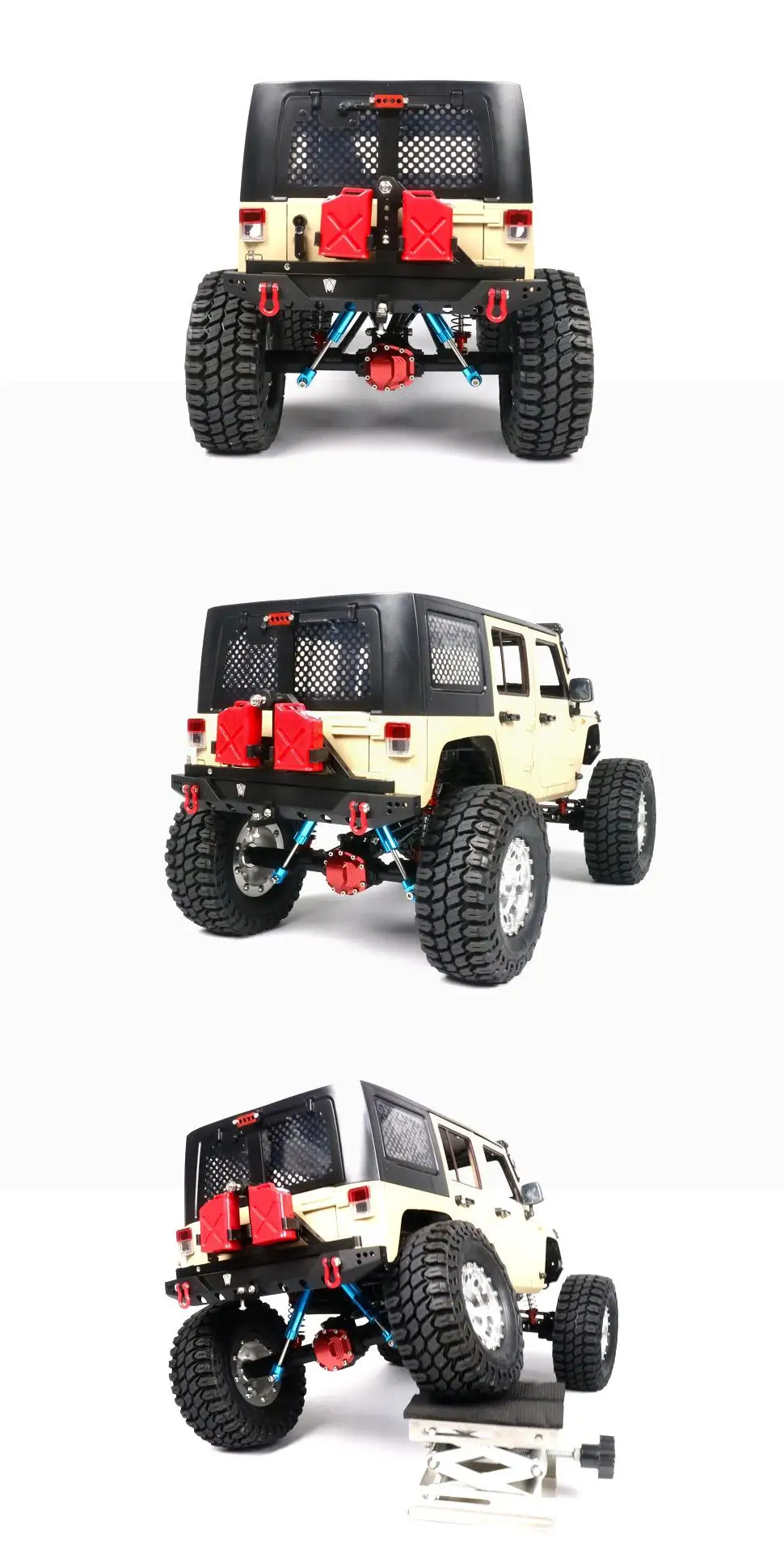 트랙스 1/10 RC카 Trx-4 디펜더 액시얼 Scx10 Ii 90046 90047 금속 리어 범퍼, 스페어 타이어 장착 가능