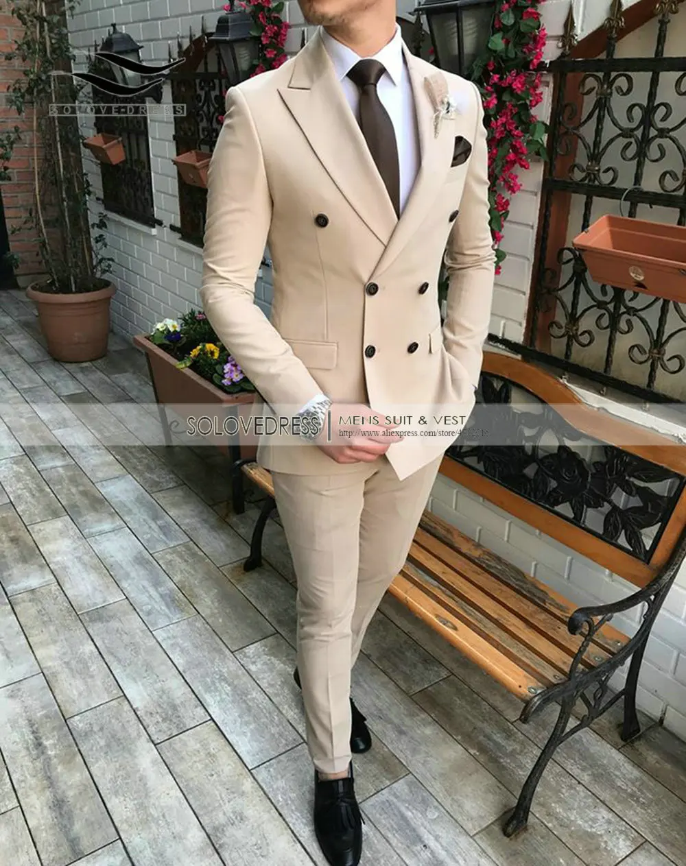 Solovedress мужской однотонный Костюм Премиум Свадебные смокинги Slim Fit 2 шт. Выпускной Блейзер жилет под смокинг и брюки бордовый двубортный