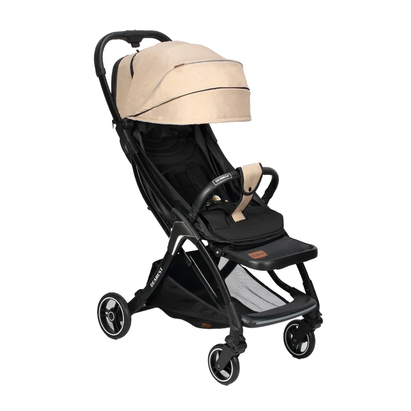 Cloth Brown Авто Складная детская коляска со светодиодный Предупреждение ющий светильник вес детская коляска для путешествий автоматическая складная детская коляска s - Цвет: Cloth Brown