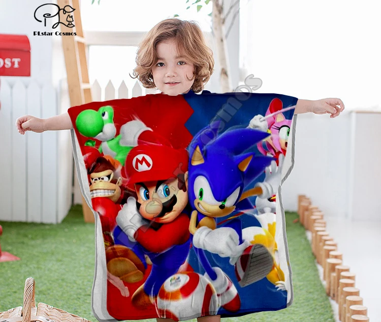 Аниме Super Sonic со смешными героями из мультфильмов с капюшоном для маленьких мальчиков и полотенце для девочек банное Полотенца для путешествия 3D пляжые полотенца с принтом стиль-11