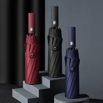 

Automatic 12K Triple Folding Umbrella Parasol Sunny Rainy Business Umbrella UV Protected from Sun and Rain Windproof Umbrellas