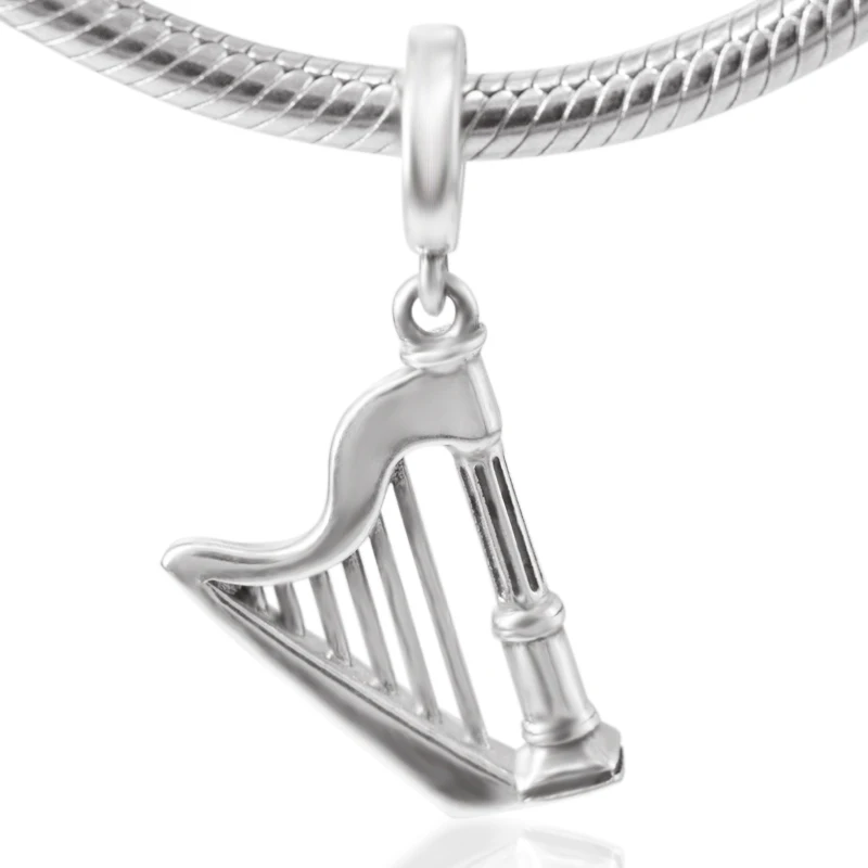 StrollGirl 925 серебро арфа Кулон Бусы музыка талисманы Подходит Pandora браслет для женщин модные ювелирные изделия подарок