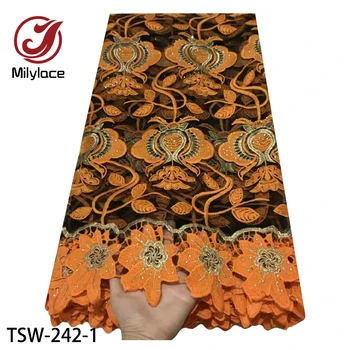 

High Quality Nigerian Lace with Stones French Tulle Lace Fabric 5 Yards African Mesh Lace Fabric for Dress TSW-242
