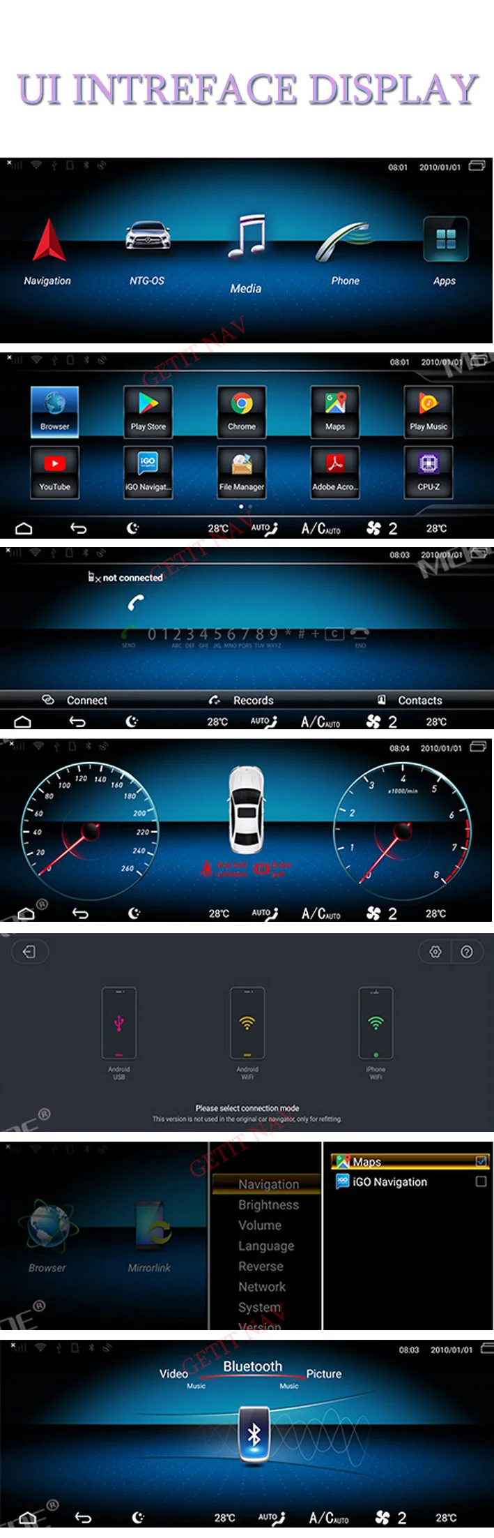 Android 9,0 Автомобильная gps-навигация, радио, стерео для Mercedes benz C Class W204 2008-2010 LTE wifi BT carplay