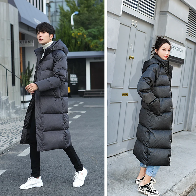 Tcyeek женский пуховик с капюшоном, плотное зимнее пальто, мужская одежда, корейский теплый длинный гусиный пуховик, модная верхняя одежда LW2225