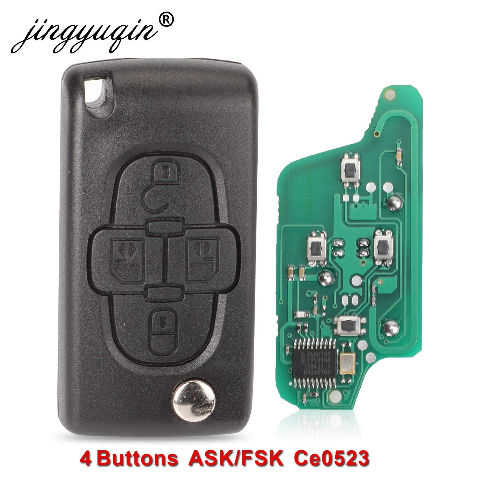 Jingyuqin 10x CE0523 ASK/FSK 433 МГц 4 кнопки дистанционного управления брелоком для peugeot 1007 для Citroen Flip Floding C8 VA2/HU82 Blade