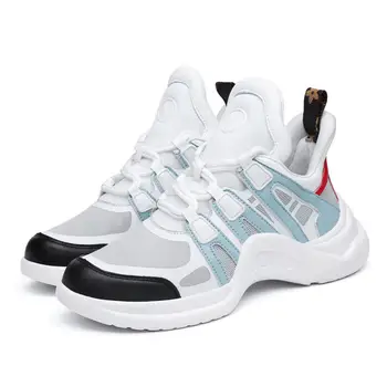 

Hot selling arched fashion shoes super breathable mesh leather casual shoes lace-up sneakers brand street style female sneakers