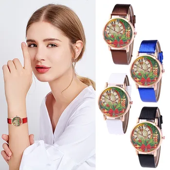 

Christmas High-end Concise Bracelet for Women's Watches Clock Gift Printed Dial Belt Inlaid With Diamond Digital Scale