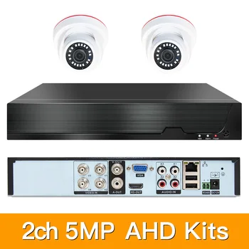 

2ch 5MP AHD Kits CCTV System CCTV Security Hybrid DVR Indoor dome AHD Camera Surveillance Video P2P XMEYE 5MP KITS