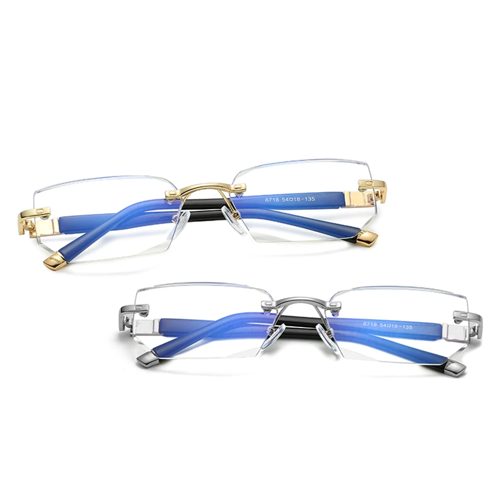 Анти-синий светильник очки для чтения для мужчин и женщин без оправы сплав оправа диоптрий дальнозоркости очки+ 1,0 1,5 2,0 2,5 3,0 3,5 Z273