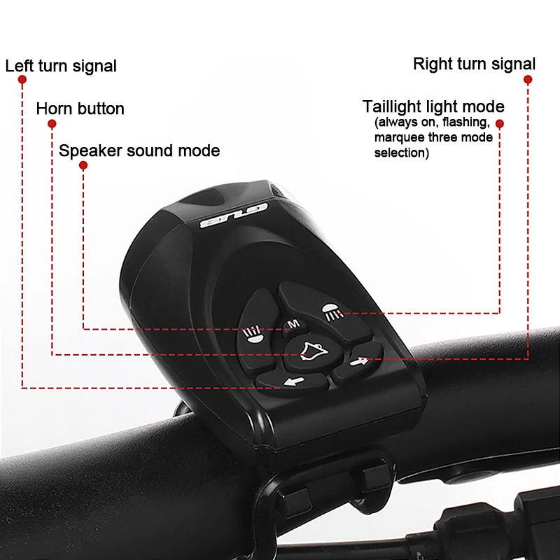GUB Intelligent LED Waterproof Rear Light Set With Horn Bike Light With Bell USB Rechargeable Battery Cycling Accessories