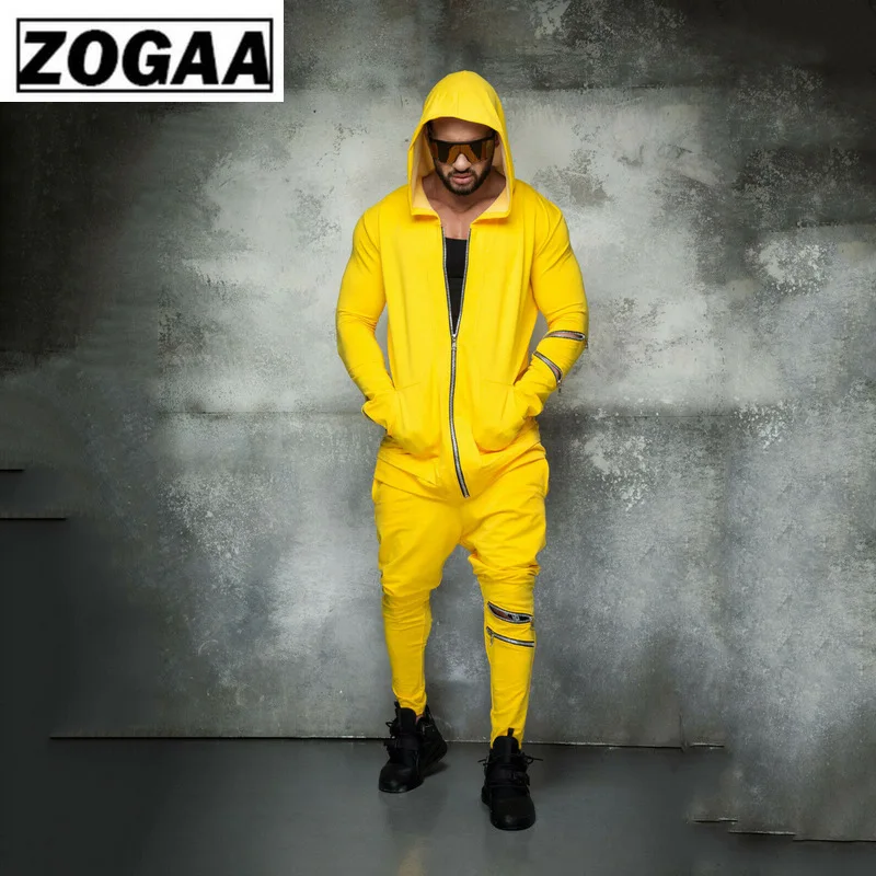 ZOGGA модные спортивные костюмы мужские толстовки с капюшоном+ беговые штаны 2 шт. наборы осенний беговой костюм Спортивная одежда повседневные спортивные костюмы Верхняя одежда