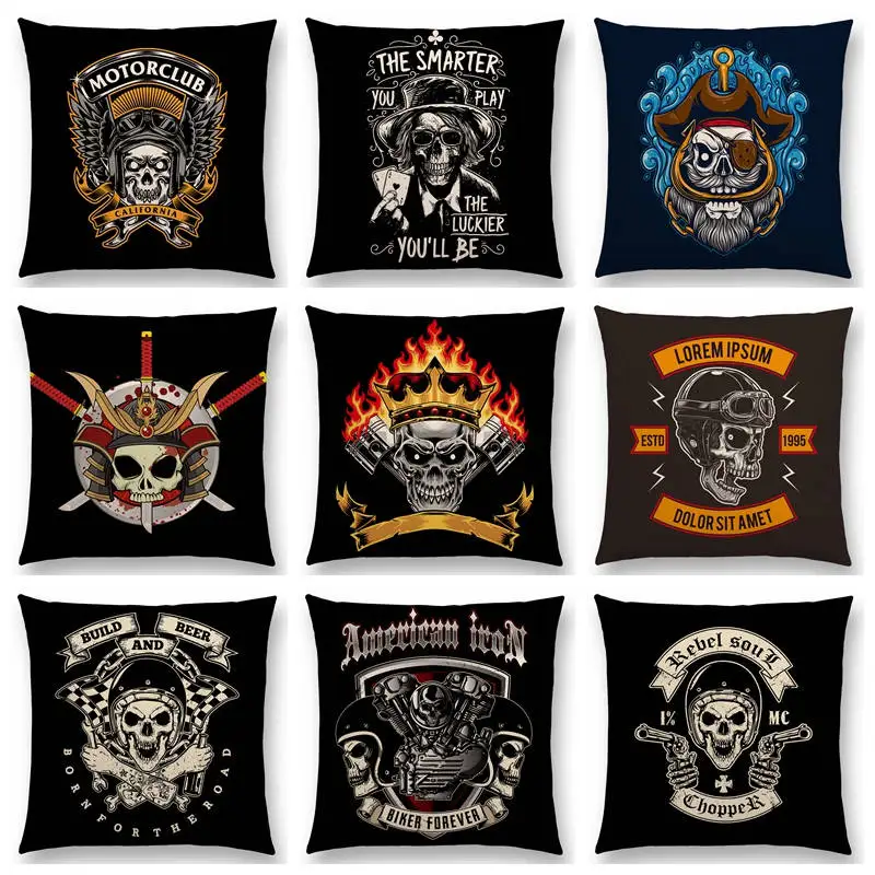 Cool Skull Head Rock Punk Death Fallen Demon Taboo Magic Mystery Samurai Cowboy Biker Cushion Cover Sofa Throw Nice Pillow Case | Дом и сад