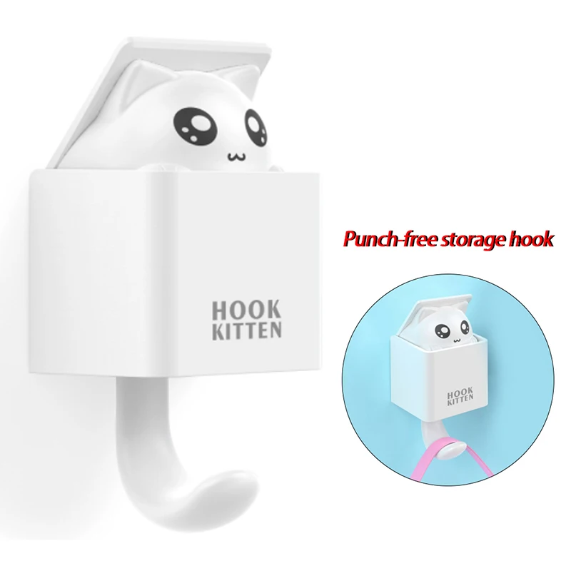 

Coat Wall Hook Key Holder Wall Home Decoration Creativity Outstretch Kitty Hook Kitchen Hook Bathroom Accessories Coat Hanger