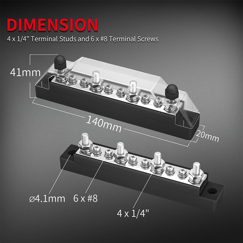 Daiertek positiv negativ Sammel schiene Batterie leistung 12V Verteiler  block 4 xm6 Auto klemmen block bolzen 6 xm4 Klemmen bus für Boot