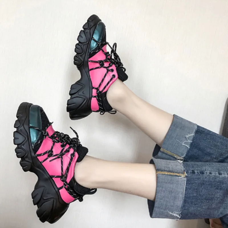 Женская повседневная обувь на шнуровке; женские кроссовки на платформе; scarpe donna; роскошная женская обувь; tenis feminino zapatillas mujer; - Цвет: Red