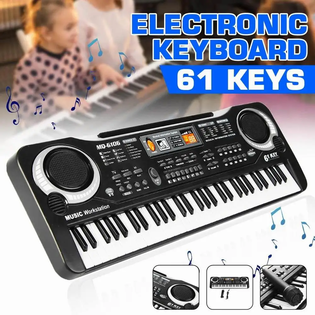 

61-Key Digital Electric Piano Keyboard Portable Multi-Functional Keyboard with Microphone Music Keyboard Electric Keyboard