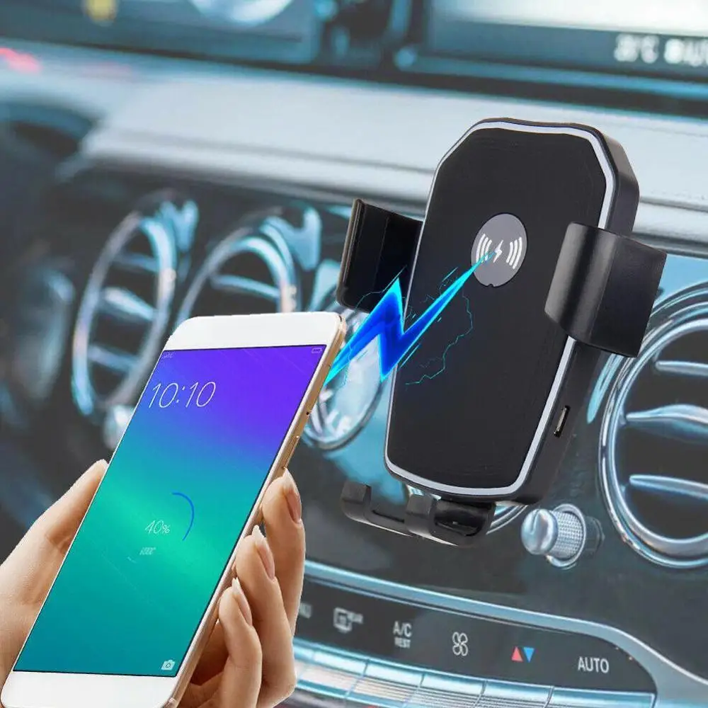 10 Вт QI Беспроводное Автомобильное зарядное устройство для iPhone X samsung S10 Быстрая зарядка вентиляционная панель автомобильное крепление авто зажимное автомобильное беспроводное зарядное устройство