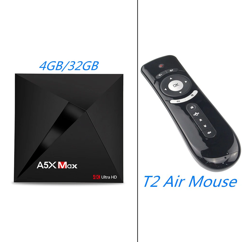 MAAT Android 9,0 Smart tv Box 4 Гб ОЗУ 32 Гб четырехъядерный RK3328 телеприставка USB 3,0 2,4G Wifi BT H.265 UHD 4K медиаплеер A5X Max - Цвет: A5X Max Add T2