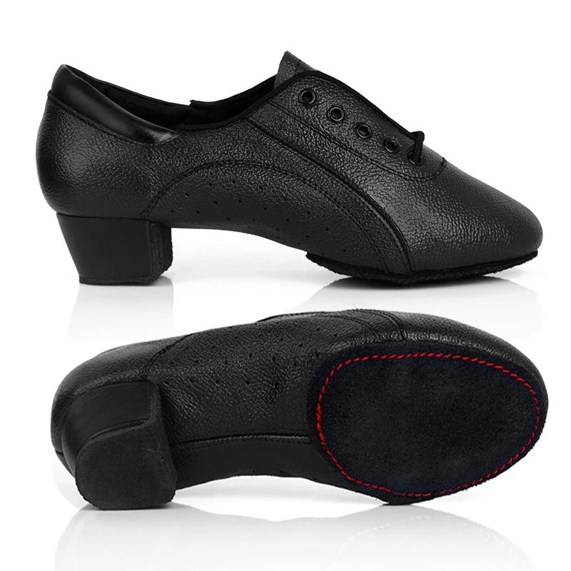 Cowhilde Leather Latin Dance Shoes For Men Boys 3.5cm Heel Soft Split