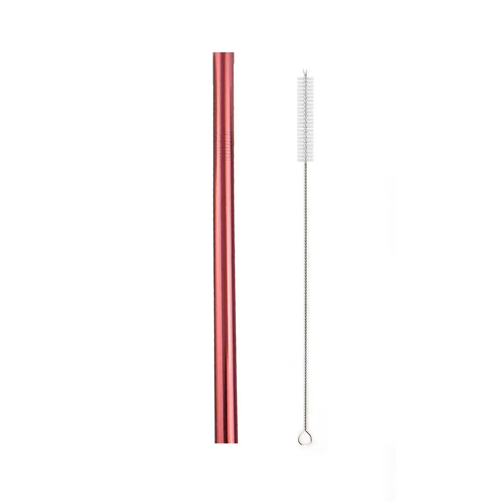 1Pcs Straight Red 1 шт многоразовая соломинка из нержавеющей стали, соломинка шириной 12 мм, металлическая соломинка, набор жемчужных молочных коктейлей, пузырьковая чайная соломинка с чистящей щеткой - Цвет: 1Pcs Straight Red