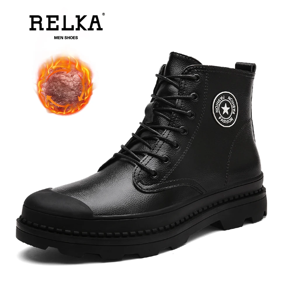 RELKA 2019 Новинка весны ботинки осень зима Мужская из бычьей кожи зимние теплый плюш
