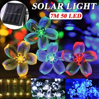 

LED Solar String Light 50 LED Flower Waterproof String Fairy Christmas Tree Party Wedding New Year Holiday Lighting Garland Lamp