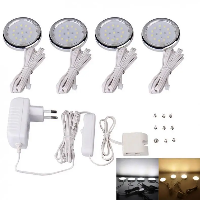 

1X 4PCS Cabinet LED lamp Home Kitchen Led Under Cabinet Shelf Accent Lighting Lamp Bulbs Energy Saving Warm White For Home