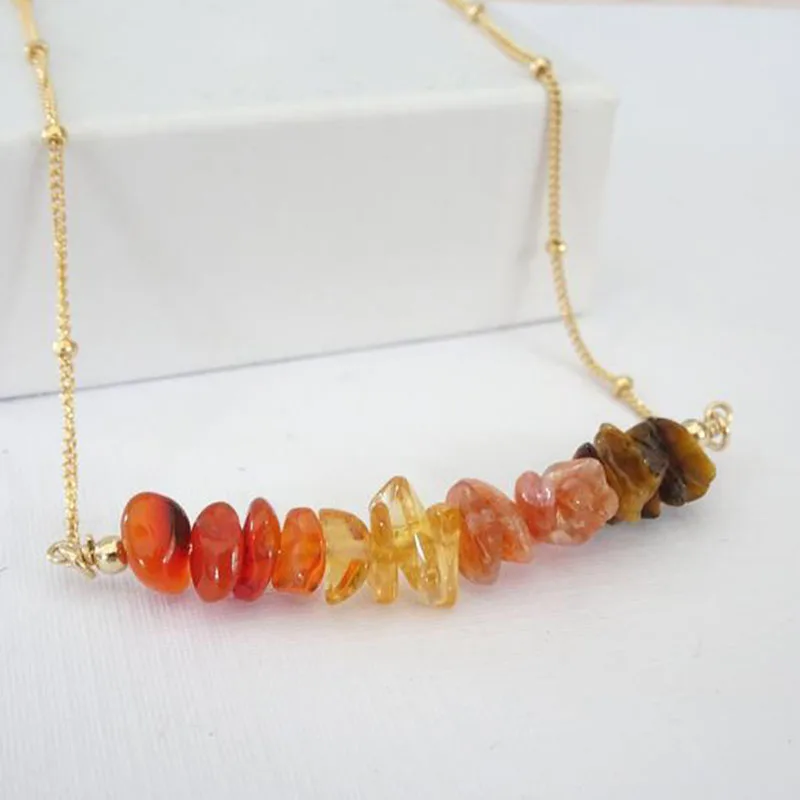 Seven Chakra Crystal Necklace for Women, Natural Gemstone Jewelry