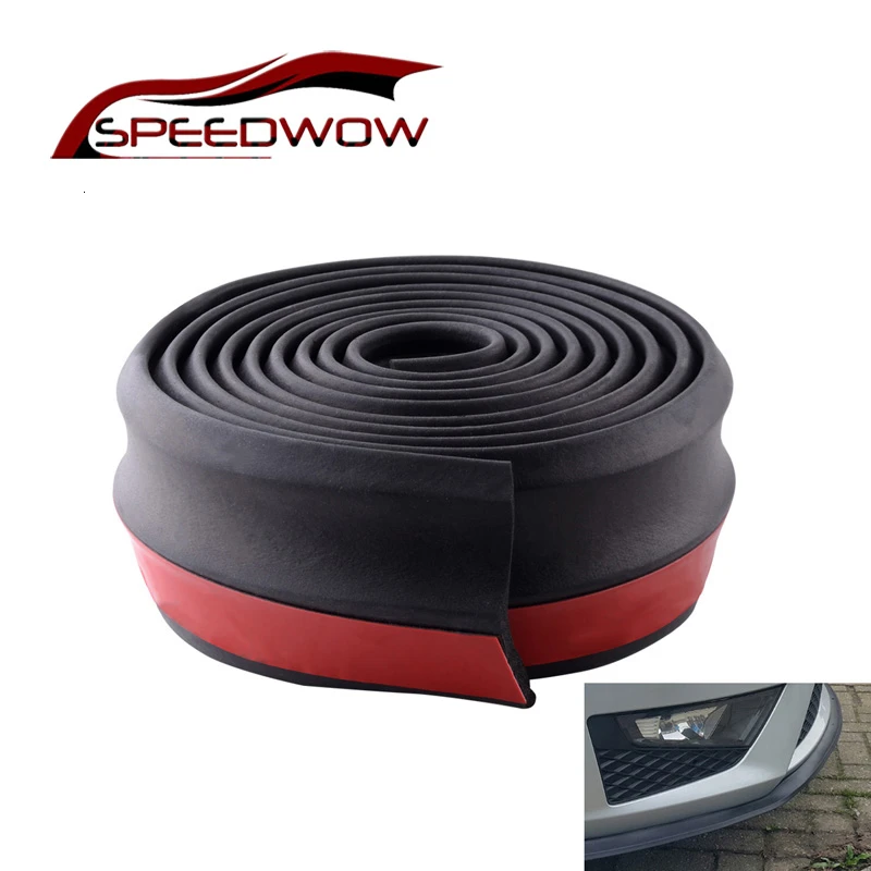 SPEEDWOW 2.5m Car Bumper Strip Carbon Fiber Rubber Moulding Strip Door