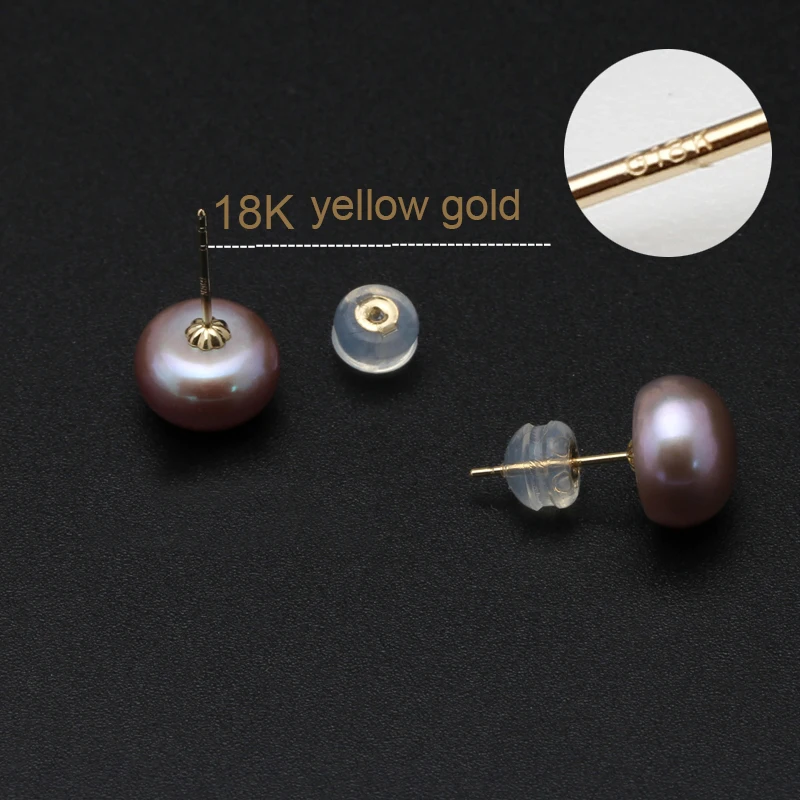 18K Gold Earrings Pearl Jewelry ,classic 18k Yellow Gold Stud Earrings For Women Gift Box Wedding Earrings For Love