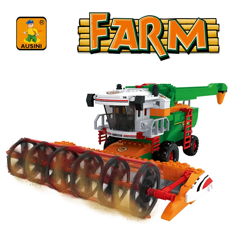 

AUSINI Educational Assembled Building Blocks 28703 Reaping Machine Farm Series Children'S Educational Toy 656 PCs New Style